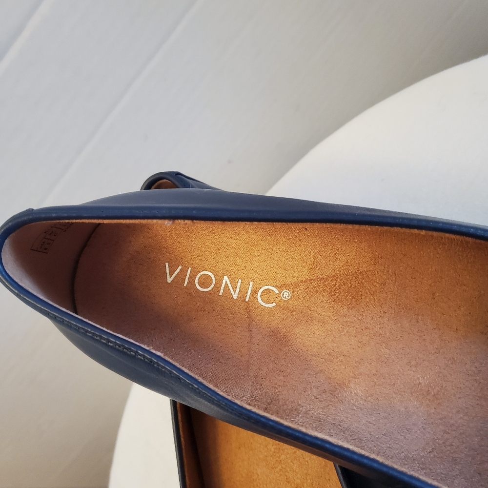 Vionic Klara Leather Navy Blue Ballet Flats, Size 8.5 Wide - Picture 3 of 12